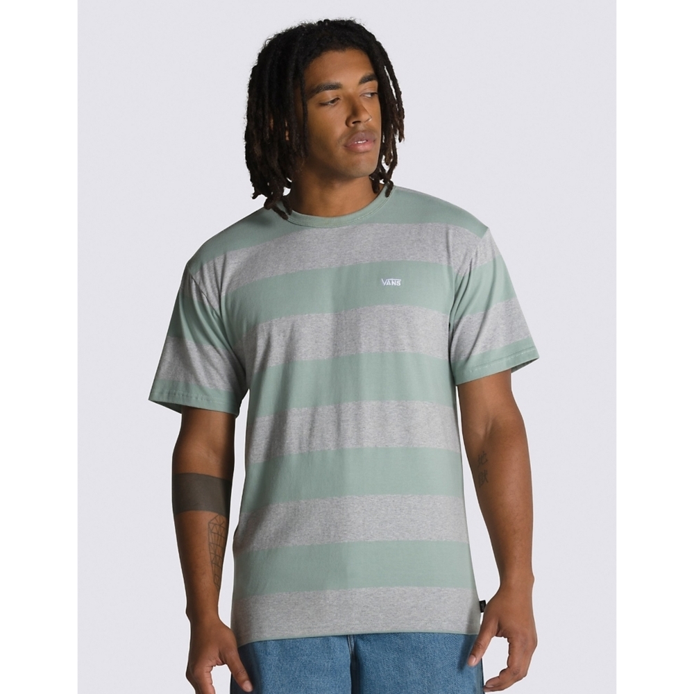 Vans Unisex ComfyCush Stripe Short Sleeve, Size Medium, Color Chinois Green/Grey